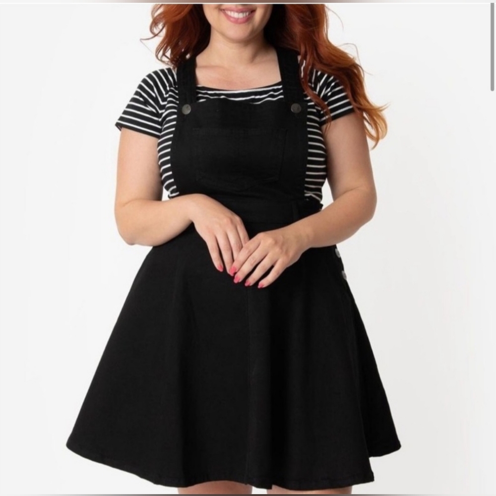 Hell Bunny Dakota Denim Pinafore Dress| Size XL